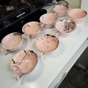 SASCHA BRASTOFF Surf Ballet Pink & Platinum Silver Cups  Set LOT of 8